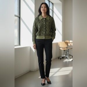 Olive Green Patterned Women's sweater